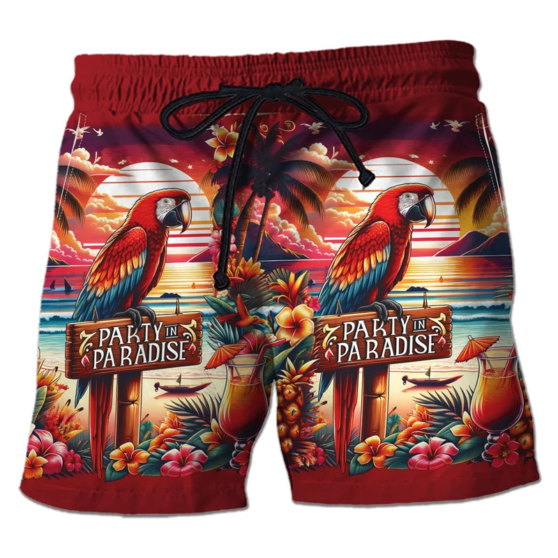 Trunks Board Surf - Parrot Toucan 3D Print Short Pants