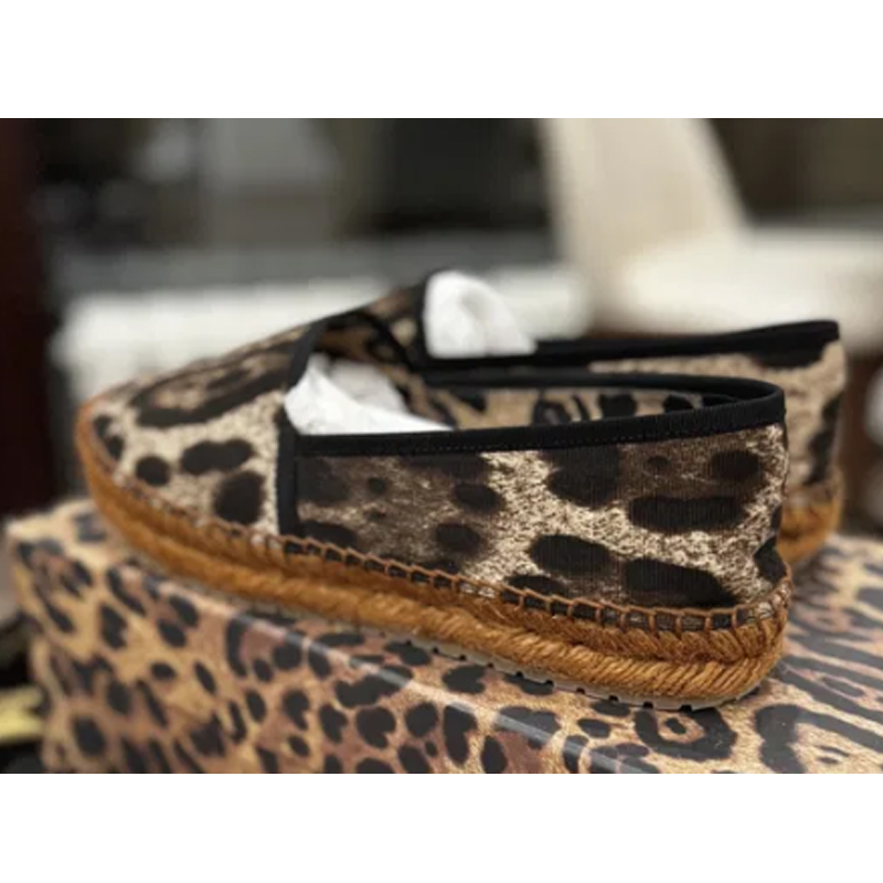 Espadrille Slip On - Damskie płaskie buty z tkanej podeszwą