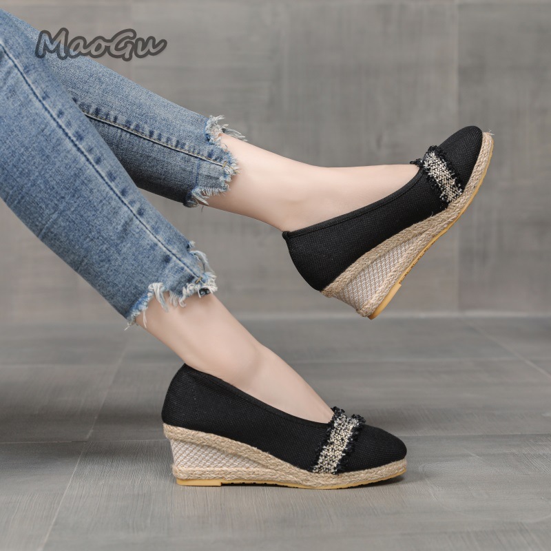 Damskie espadryle na koturnie, – Espadrille Slip On recenzja i cena