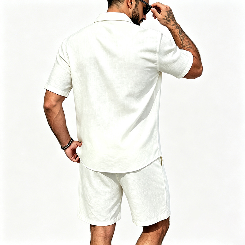 Męski lniany dwuczęściowy zest – Short Linen Drawstring recenzja i cena