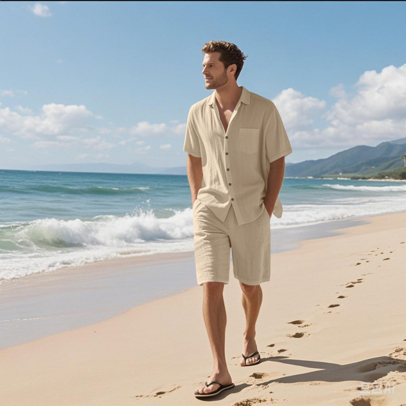 Męski zestaw: lniana koszula z – Linen Shirt Breathable recenzja i cena