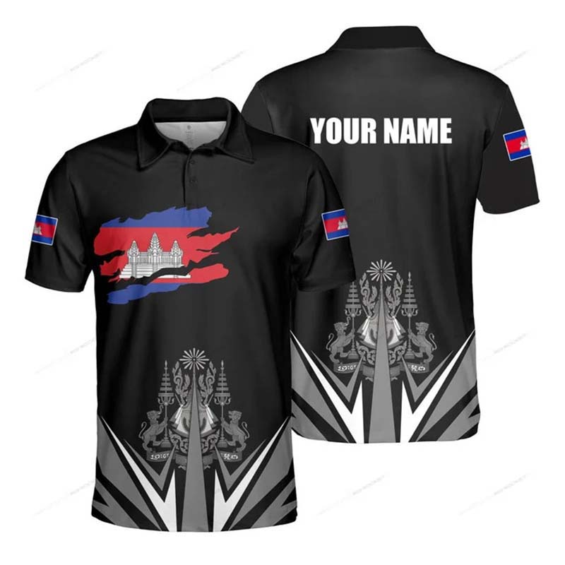 Koszulka polo z grafiką flagi  – Shirt Camp Collar recenzja i cena