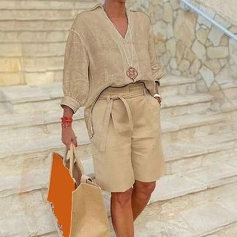 Damski dwuczęściowy zestaw z b – Linen Shirt Breathable recenzja i cena